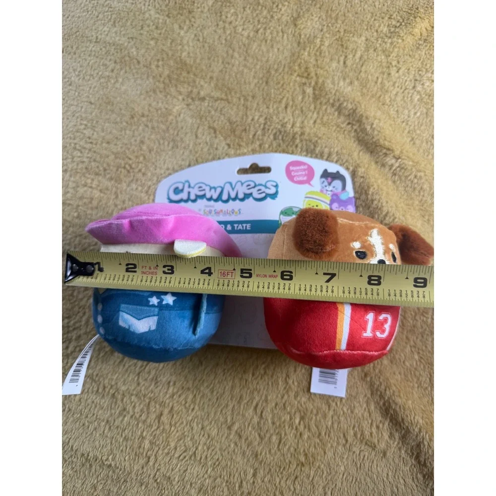 Squishmallows Chew Mees Bobbie Jo & Tate Dog Toy Plush Squeaky 2-Pack NEW
